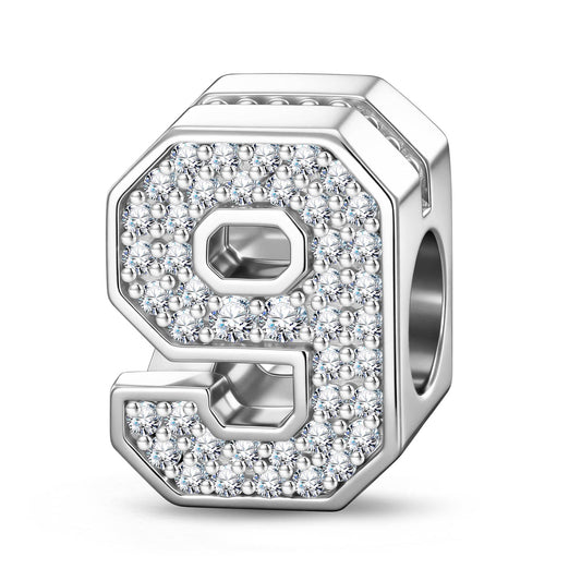 gona- Number Nine Tarnish-resistant Silver With Enamel Charms In White Gold Plated