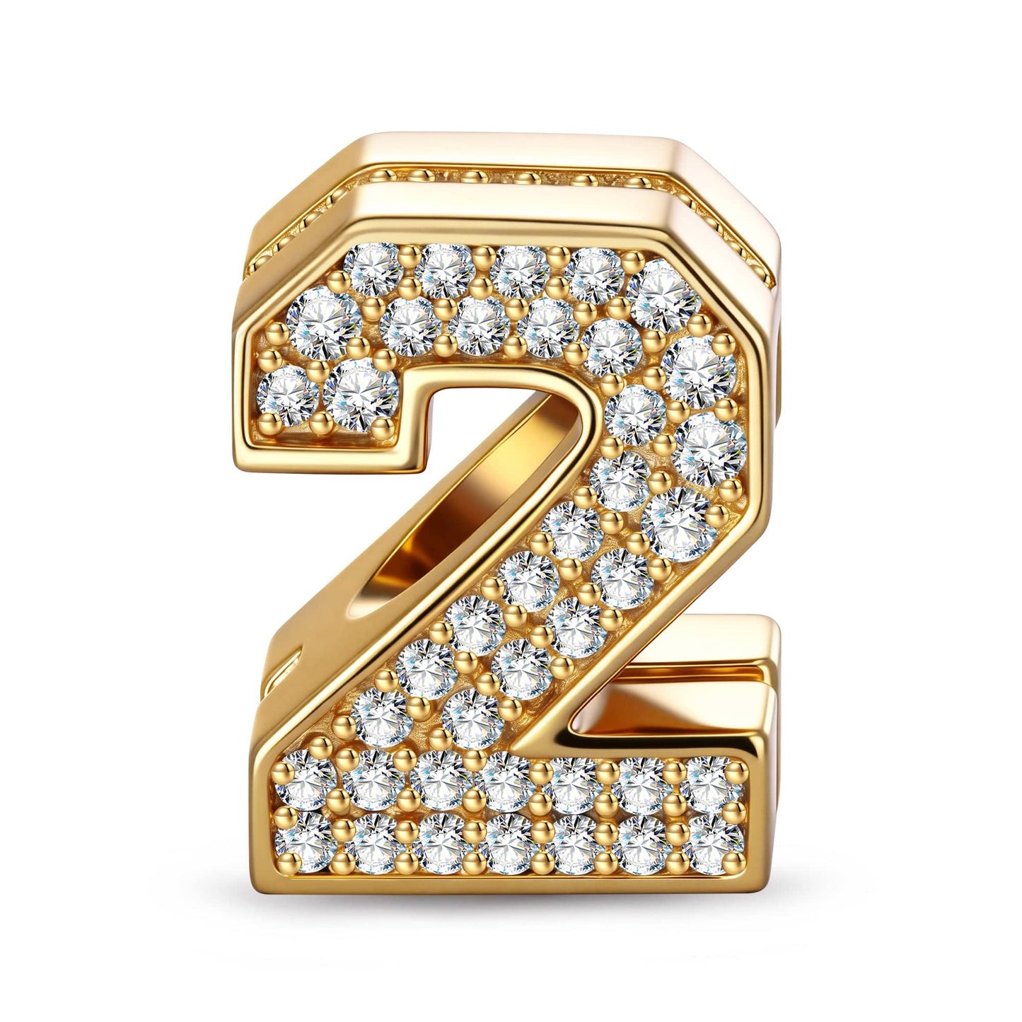 Number Two Tarnish-resistant Silver With Enamel Charms In 14K Gold Plated