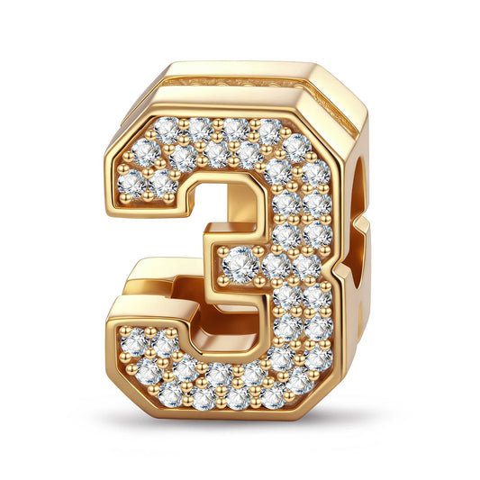 gona- Number Three Tarnish-resistant Silver With Enamel Charms In 14K Gold Plated