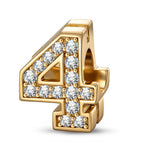 Number Four Tarnish-resistant Silver With Enamel Charms In 14K Gold Plated