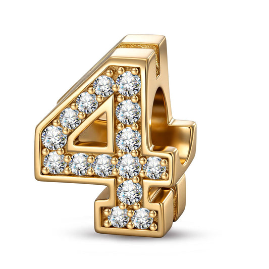 gona- Number Four Tarnish-resistant Silver With Enamel Charms In 14K Gold Plated