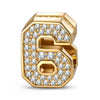 Number Six Tarnish-resistant Silver With Enamel Charms In 14K Gold Plated