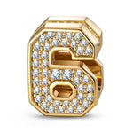 Number Six Tarnish-resistant Silver With Enamel Charms In 14K Gold Plated