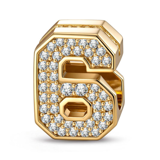 gona- Number Six Tarnish-resistant Silver With Enamel Charms In 14K Gold Plated