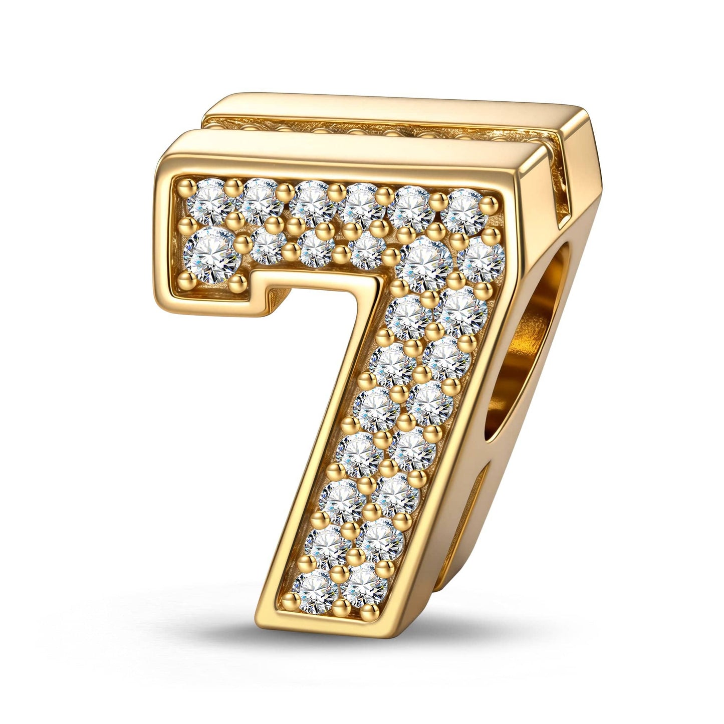 Number Seven Tarnish-resistant Silver With Enamel Charms In 14K Gold Plated