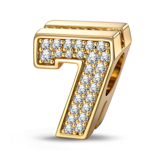 gona- Number Seven Tarnish-resistant Silver With Enamel Charms In 14K Gold Plated