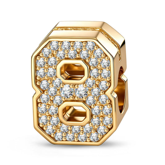 gona- Number Eight Tarnish-resistant Silver With Enamel Charms In 14K Gold Plated