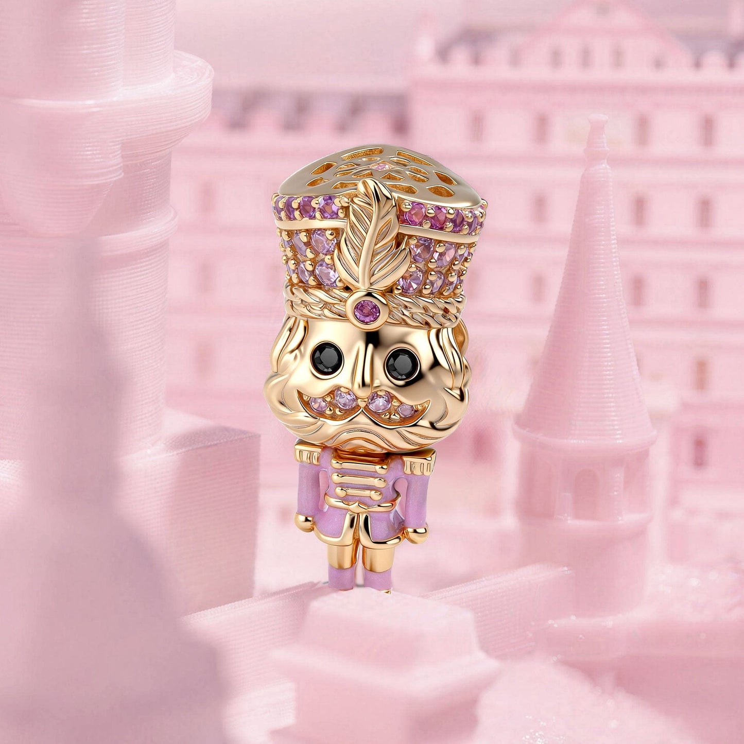 Pink Vanguard Tarnish-resistant Silver Charms With Enamel In 14K Gold Plated