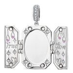 True Love Pink Butterfly Photo Locket Dangle Charm - Opens to Hold Your Photo