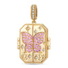 True Love Pink Butterfly Photo Locket Dangle Charm - Opens to Hold Your Photo