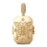 True Love Pink Butterfly Photo Locket Dangle Charm - Opens to Hold Your Photo