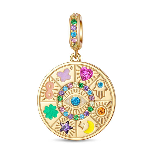 gona- Divine Shield Tarnish-resistant Silver Dangle Charms In 14K Gold Plated