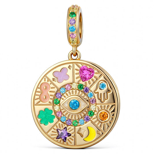 gona- Divine Shield Tarnish-resistant Silver Dangle Charms In 14K Gold Plated