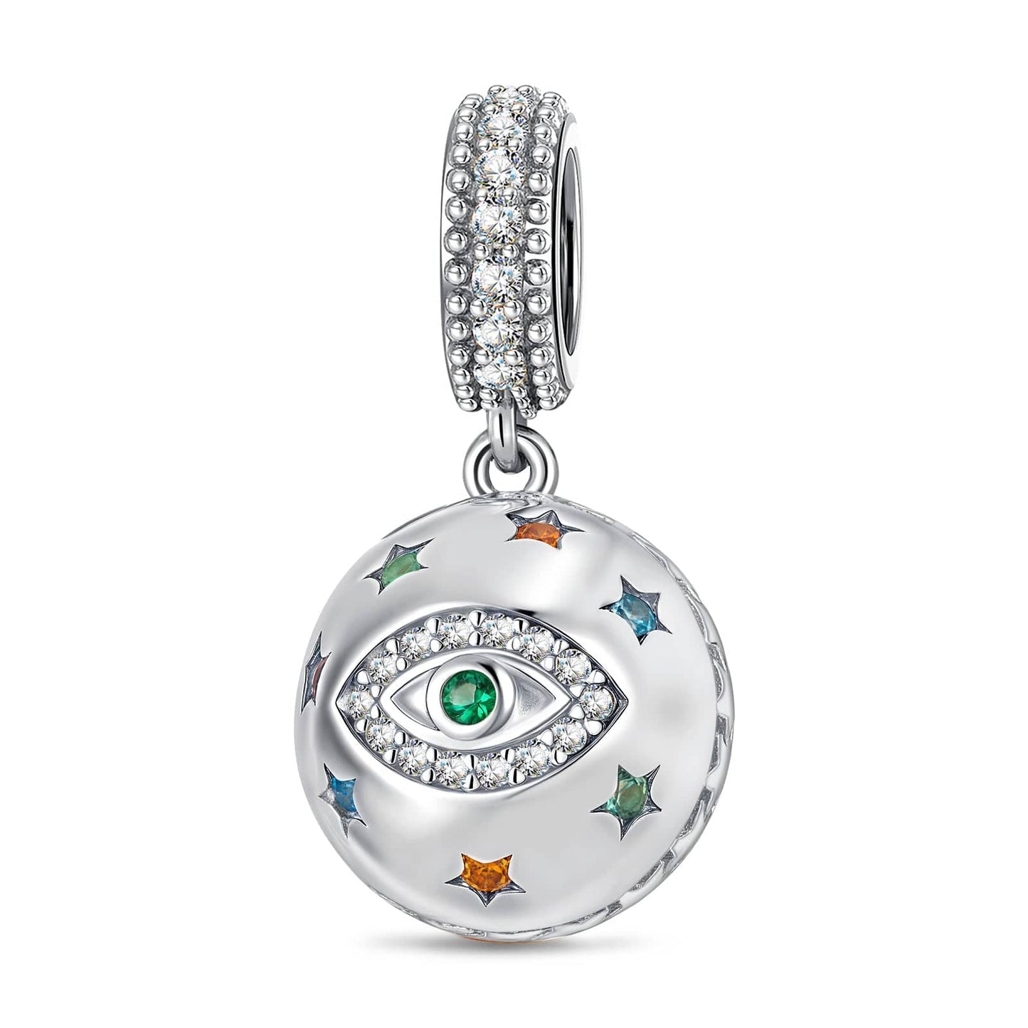 Eternal Safety Tarnish-resistant Silver Dangle Charms In White Gold Plated