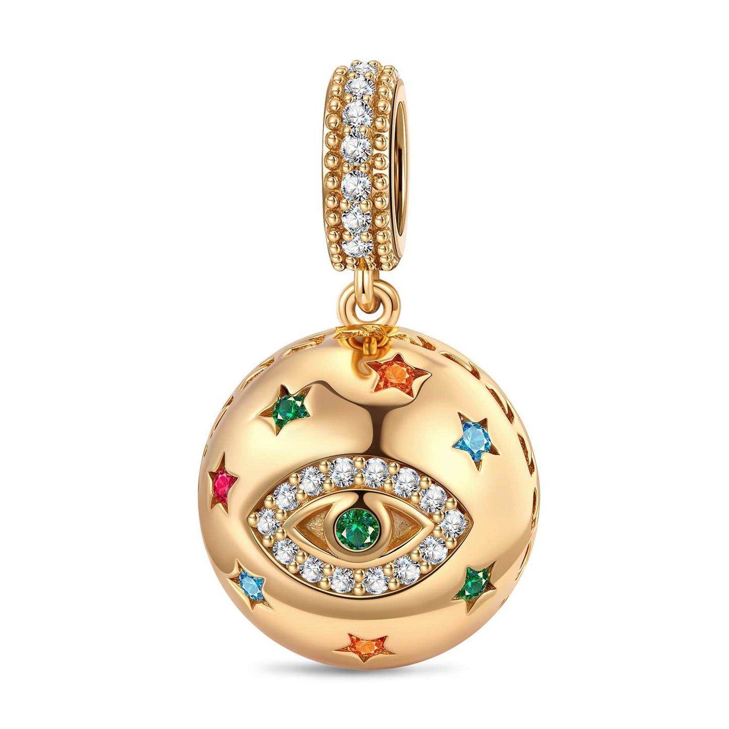 Eternal Safety Tarnish-resistant Silver Dangle Charms In 14K Gold Plated