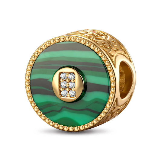 gona- Natural Malachite Galactic Duality Tarnish-resistant Silver Charms In 14K Gold Plated