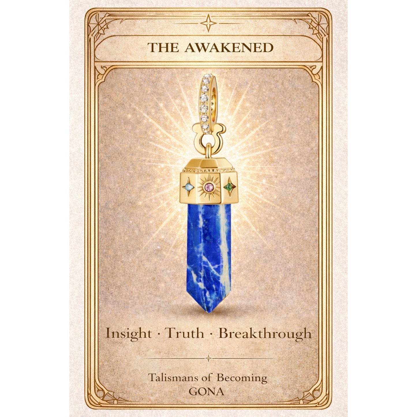 Natural Lapis Lazuli Sun & Star Talisman Dangle Charm - 14K Gold-Plated Tarnish-resistant Silver
