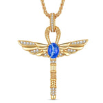 Sterling Silver Feathered Scepter Necklace Set In 14K Gold Plated