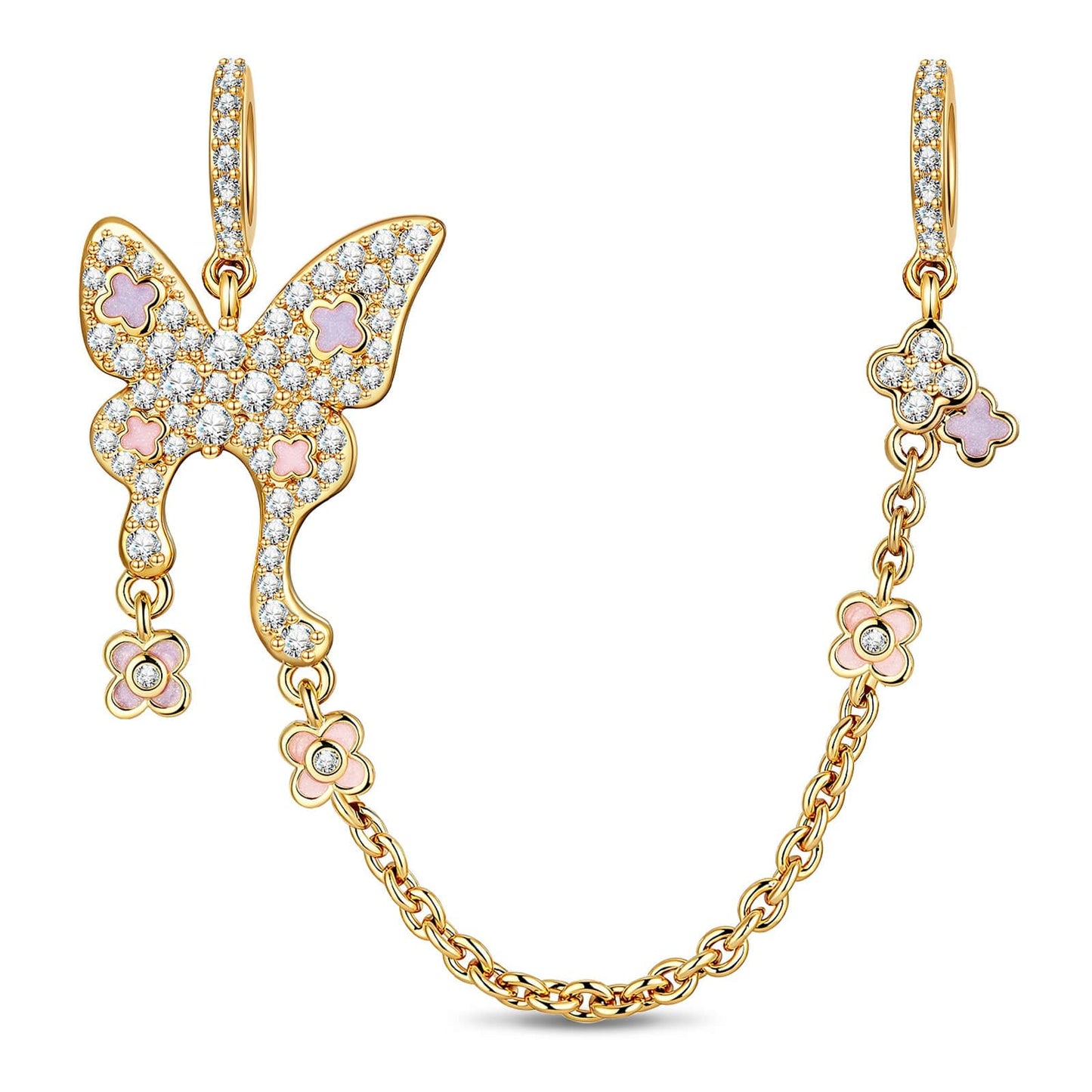 Whimsical Pastel Butterfly Tarnish-resistant Silver Charms In 14K Gold Plated