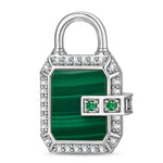 Emerald Sentinel Tarnish-resistant Silver Dangle Charms In White Gold Plated
