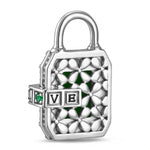 Emerald Sentinel Tarnish-resistant Silver Dangle Charms In White Gold Plated