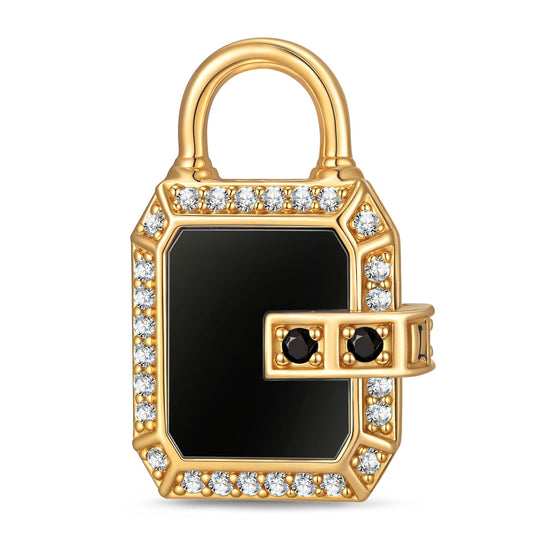 gona- Obsidian Guardian Tarnish-resistant Silver Dangle Charms In 14K Gold Plated