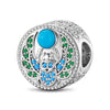 Natural Turquoise Guarding Spirit Talisman Charm - White Gold Plated Tarnish-resistant Silver