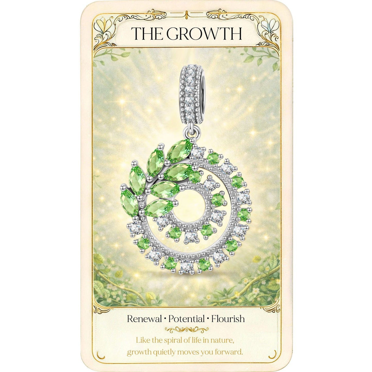 Floral HarmonyTarnish-resistant Silver Dangle Charms In White Gold Plated