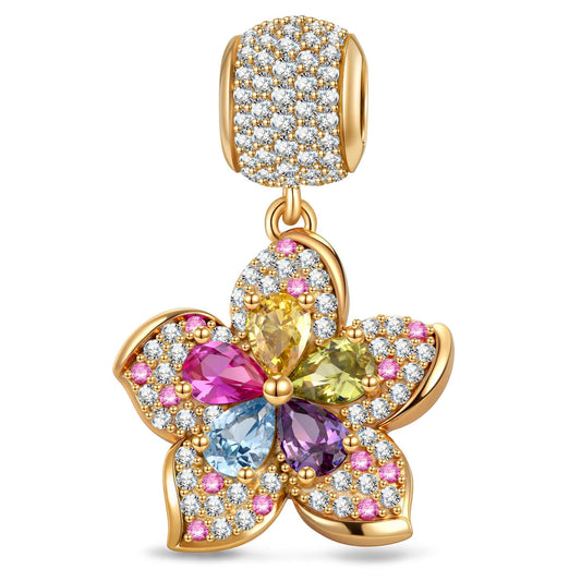 gona- Rainbow Cherry Blossoms Tarnish-resistant Silver Dangle Charms In 14K Gold Plated