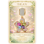 Rainbow Cherry Blossoms Tarnish-resistant Silver Dangle Charms In 14K Gold Plated