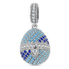 Blue Easter Treasure Egg Tarnish-resistant Silver Dangle Charms In White Gold Plated