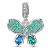 Bloom Wing Glint Tarnish-resistant Silver Dangle Charms In White Gold Plated