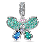 Bloom Wing Glint Tarnish-resistant Silver Dangle Charms In White Gold Plated