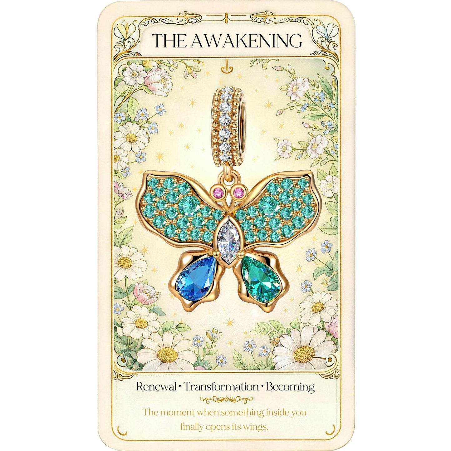 Bloom Wing Glint Tarnish-resistant Silver Dangle Charms In 14K Gold Plated