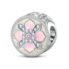 Petal Perfection Tarnish-resistant Silver Charms With Enamel In White Gold Plated