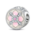 Petal Perfection Tarnish-resistant Silver Charms With Enamel In White Gold Plated