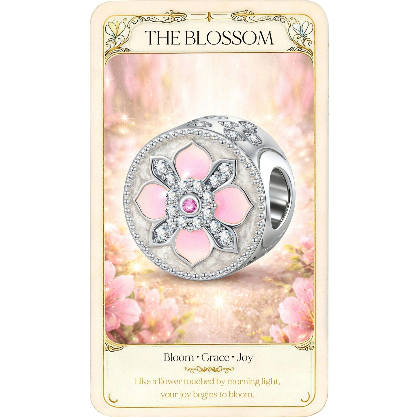 Petal Perfection Tarnish-resistant Silver Charms With Enamel In White Gold Plated
