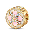Petal Perfection Tarnish-resistant Silver Charms With Enamel In 14K Gold Plated