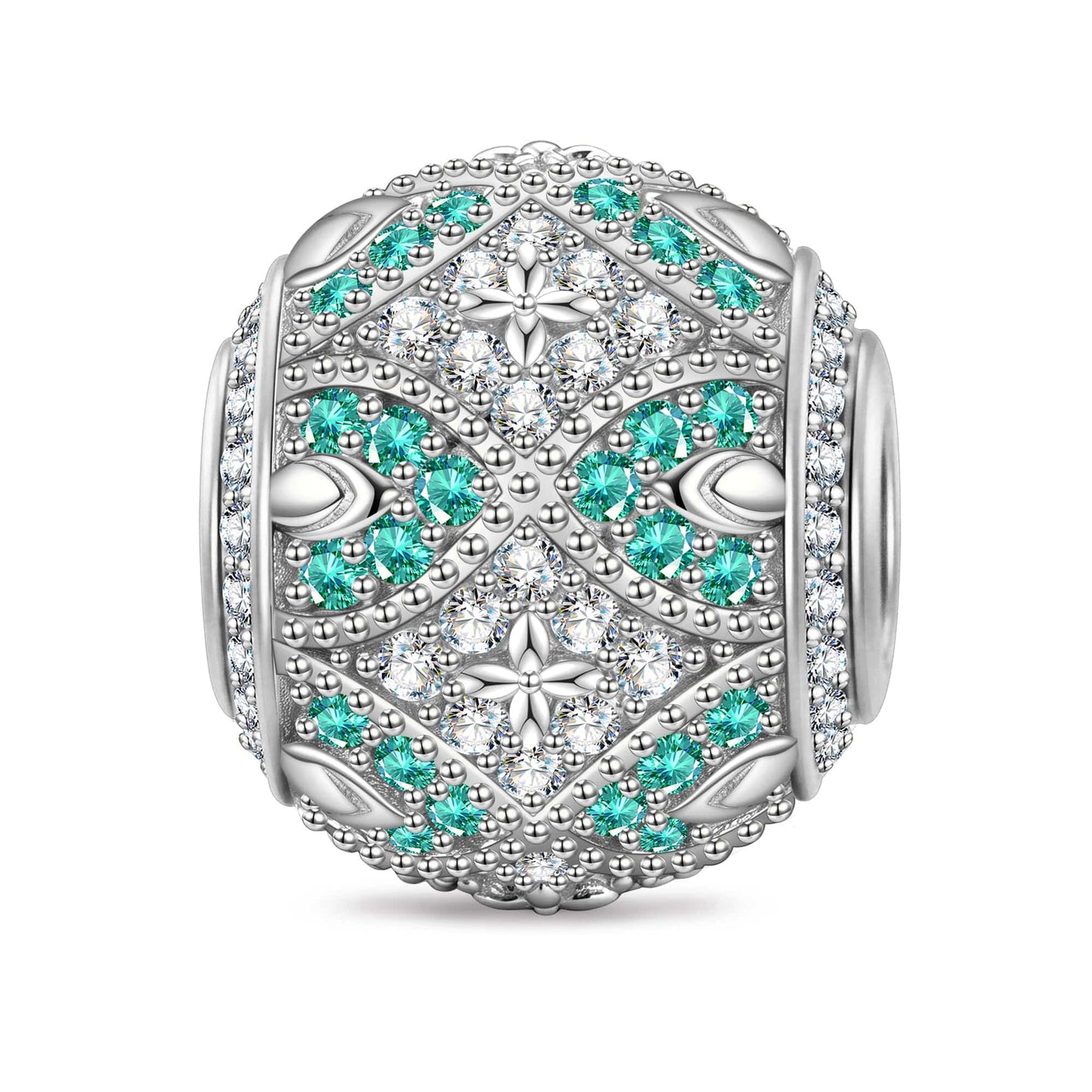 Blossom Filigree Glow Tarnish-resistant Silver Charms In White Gold Plated