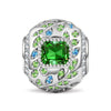 Deep Green Sprig Locket Tarnish-resistant Silver Charms In White Gold Plated