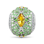 Honey Topaz Sprig Lace Tarnish-resistant Silver Charms In White Gold Plated