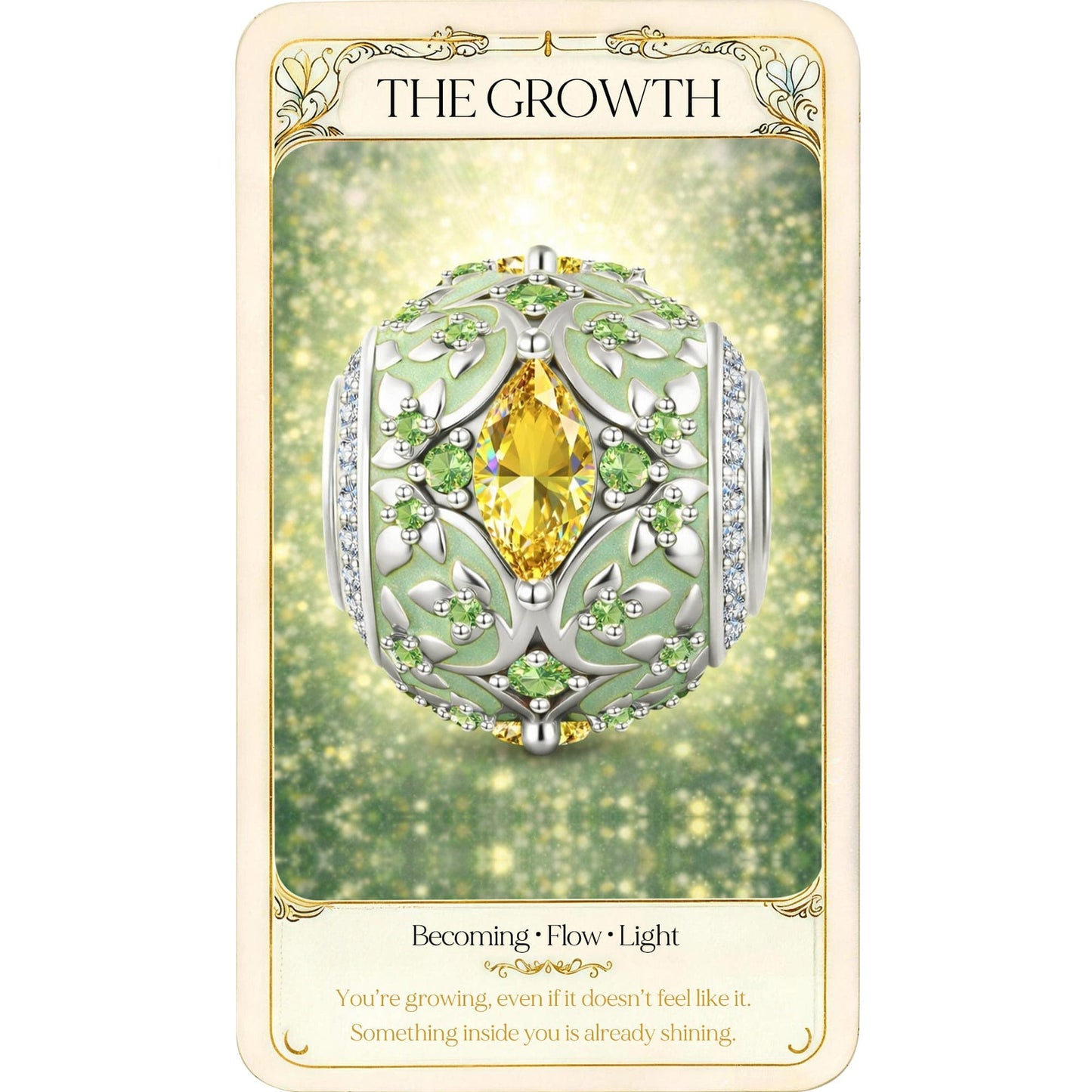 Honey Topaz Sprig Lace Tarnish-resistant Silver Charms In White Gold Plated