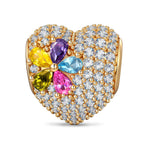 Love Heart Kaleidoscope Tarnish-resistant Silver Charms In 14K Gold Plated