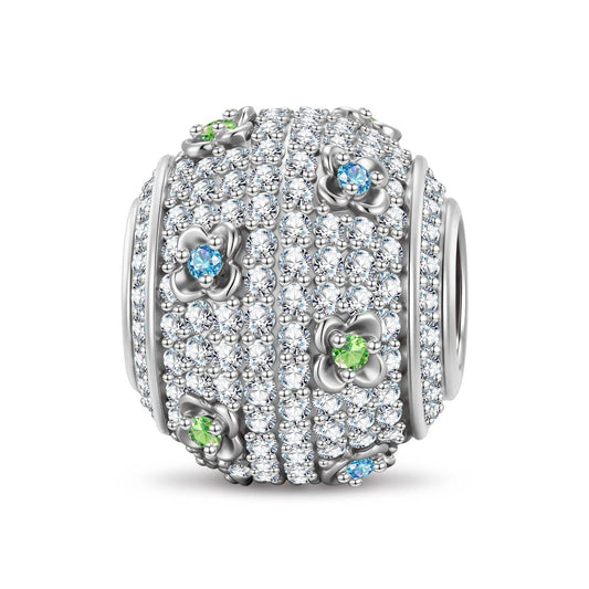 gona- Carved Flower Shine Tarnish-resistant Silver Charms In White Gold Plated