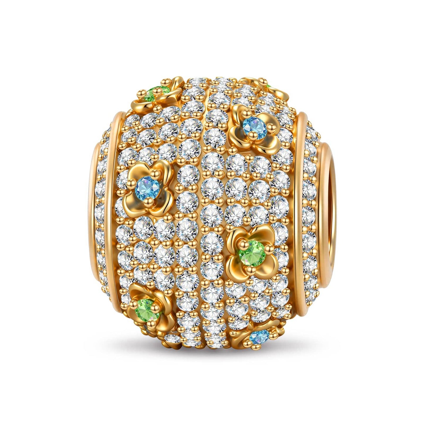 Carved Flower Shine Tarnish-resistant Silver Charms In 14K Gold Plated