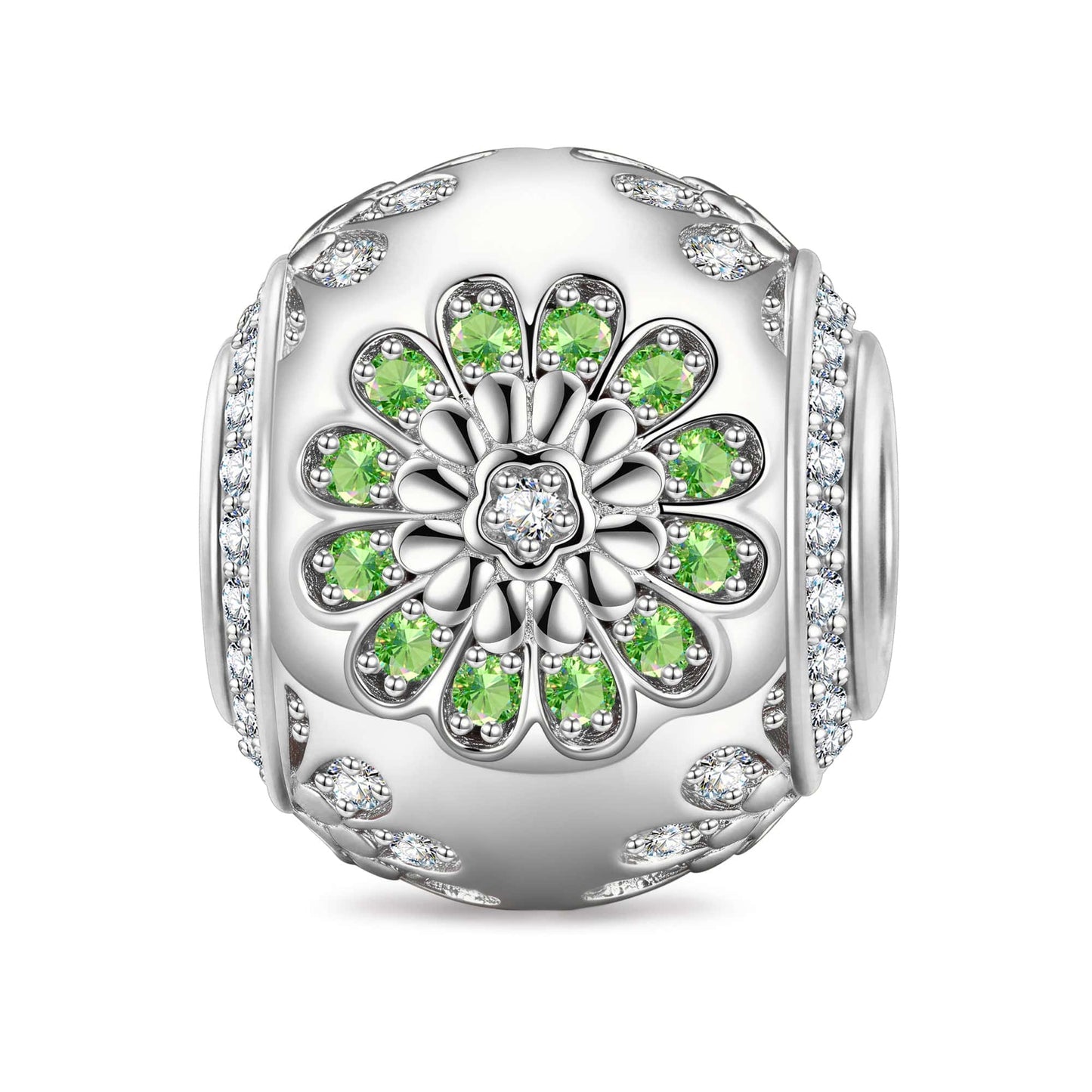 Jade Harmony Flower Tarnish-resistant Silver Charms In White Gold Plated