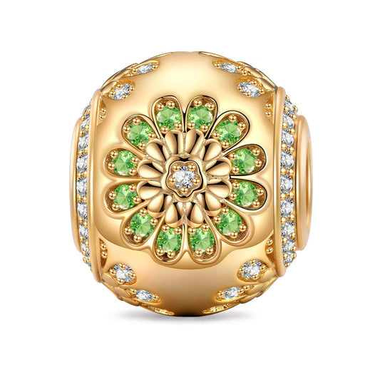 gona- Jade Harmony Flower Tarnish-resistant Silver Charms In 14K Gold Plated