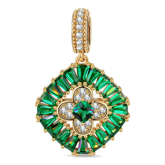 gona- Mint Clover Petal Tarnish-resistant Silver Dangle Charms In 14K Gold Plated