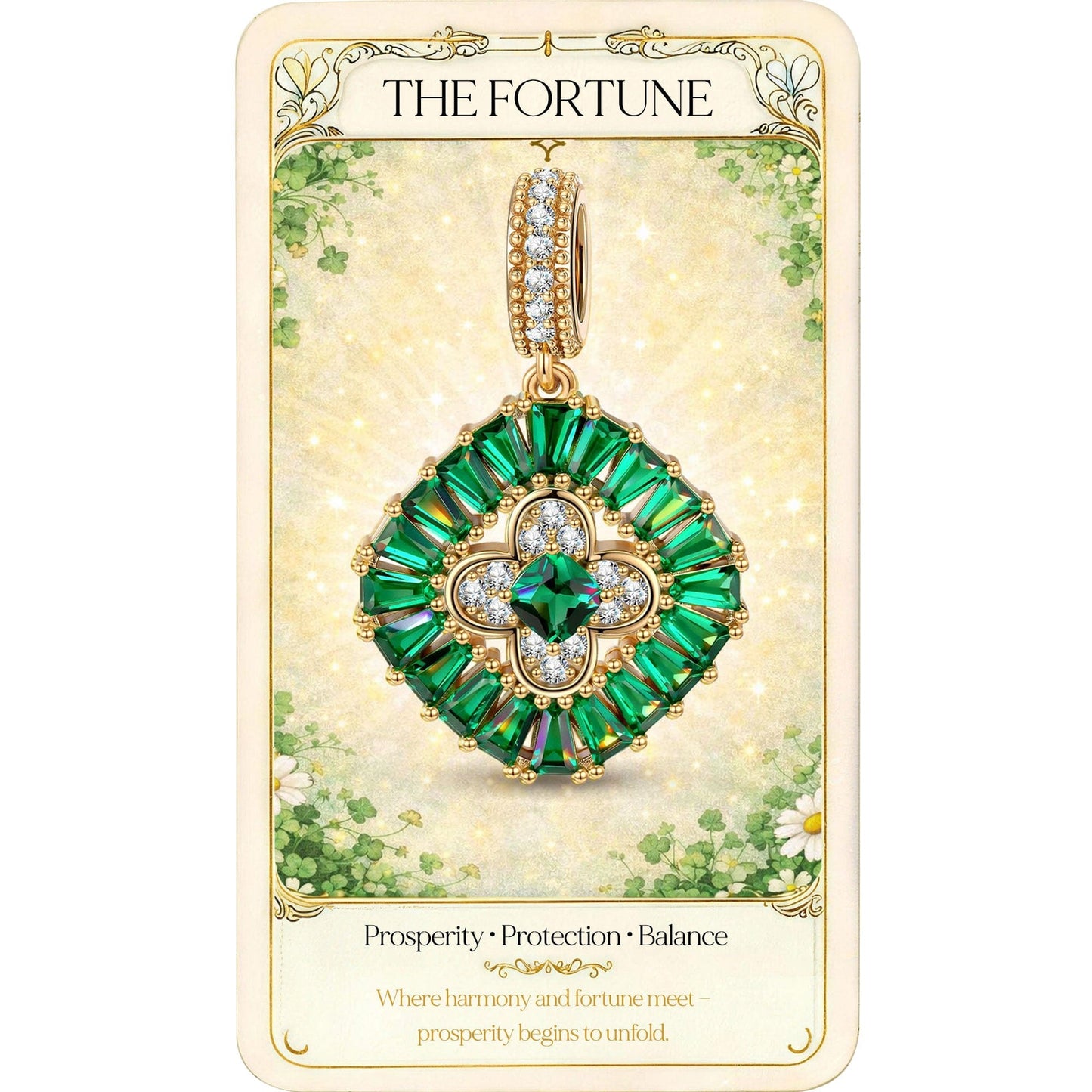 Mint Clover Petal Tarnish-resistant Silver Dangle Charms In 14K Gold Plated