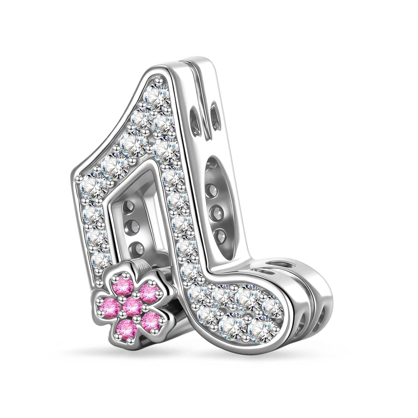 Glitter Note Gleam Tarnish-resistant Silver Charms In White Gold Plated